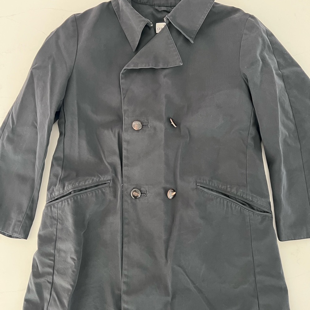Cerrutti 1881 Women's Classic Black Double-Breasted Cotton Pea Coat